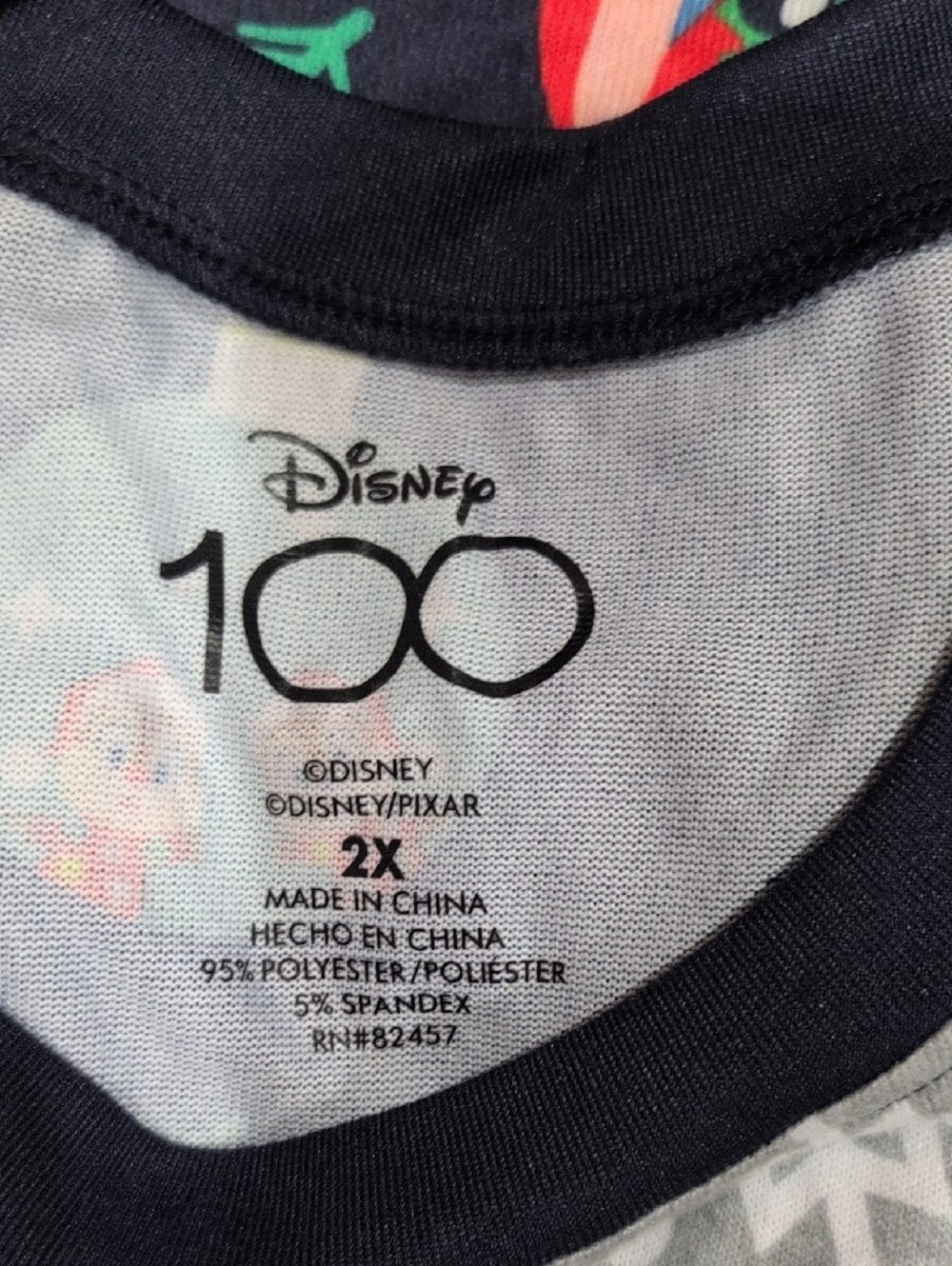 Disney Grey Holiday Pajama Set with Navy Ornament Pants Size 2x - Picture 2 of 5